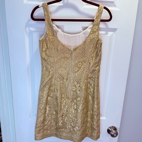 NWT Lilly Pulitzer Gold Paisley Lace Dress - Picture 2 of 6